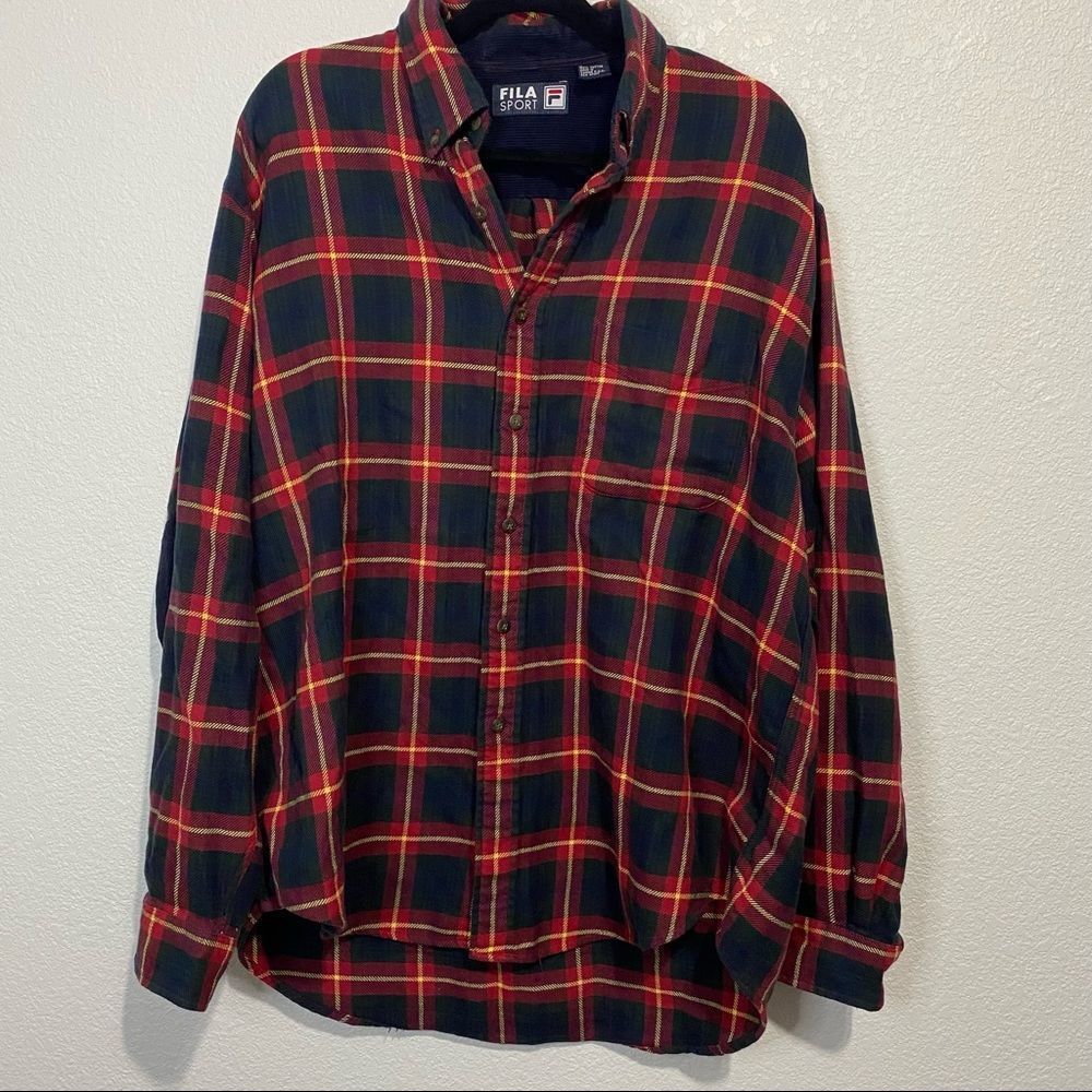 FILA Sport Vintage Shacket Flannel Button Up with Elbow pads-L - Picture 11 of 11
